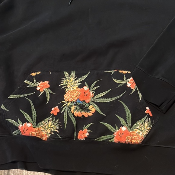 HOLTON Canvas & Cloths Mens Tropical Themed Hoodie Pockets Size 3XL Color Black - Picture 3 of 6